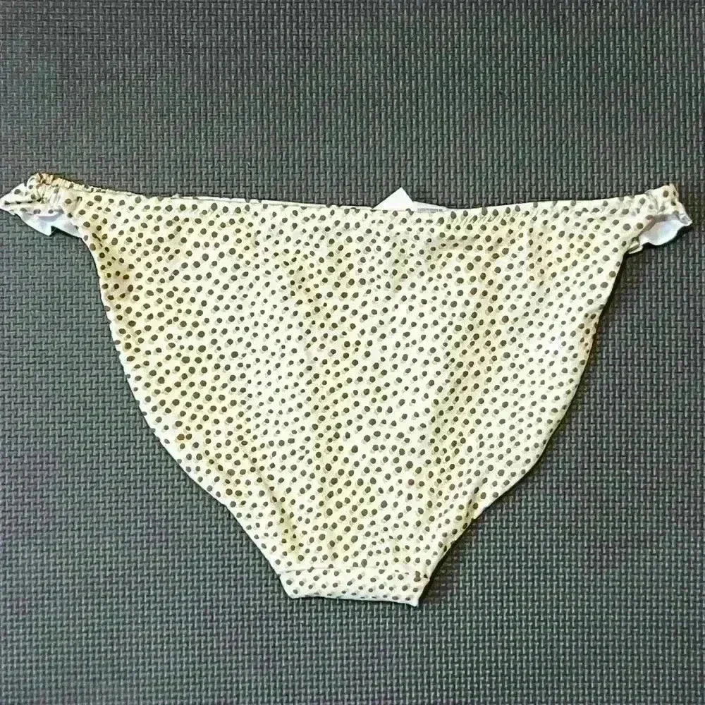 Aerie Bikini Bottom Women Small Cream Brown Dot Pattern Ruffle Full Coverage NWT